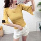 Cut-out Sleeve Knit Top