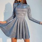 Sequins Long-sleeve Mini A-line Dress