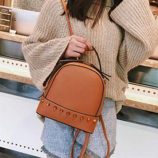 Studded Detail Mini Faux-leather Backpack