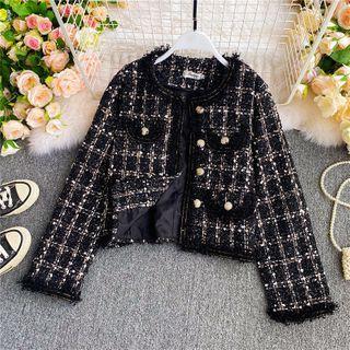 Oversize Check Tweed Coat