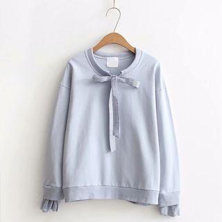Mock Two Piece Bow Accent Pullover