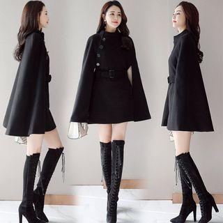 Belted Buttoned Cape