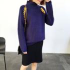 Embroidered High Neck Sweater