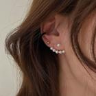 Faux Pearl Swing Earring 1 Pair - Silver Needle - Gold - One Size