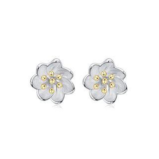 925 Sterling Silver Fashion Elegant Chrysanthemum Earrings Silver - One Size