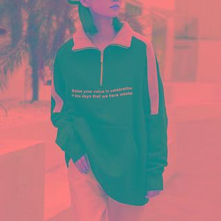 Stand Collar Lettering Half-zip Sweatshirt