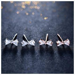 Sterling Silver Bow-accent Studs