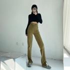 High-waist Corduroy Wide Leg Split Pants