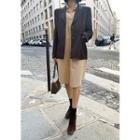 Peaked-lapel Double-breasted Blazer Brown - One Size