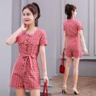Gingham Short-sleeve Romper