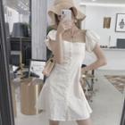 Single-breasted Off-shoulder A-line Dress