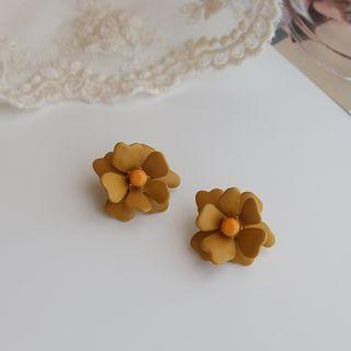 Matte Flower Earring 1 Pair - Flower - Yellow - One Size