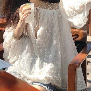 Cold Shoulder Long-sleeve A-line Dress / Blouse