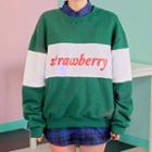 Strawberry Milk Color-block Lettering Sweatshirt