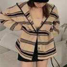 Striped Hooded Jacket Stripes - Black & Almond - One Size