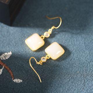 Square Gemstone Sterling Silver Dangle Earring