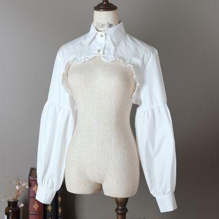 Collared Ruffled Blouse Shrug