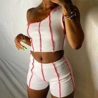 Set: One-strap Tank Top + Shorts