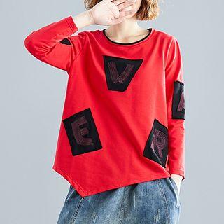 Long-sleeve Letter Applique Top