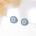 Rhinestone Sterling Silver Earring 1 Pair - Blue - One Size