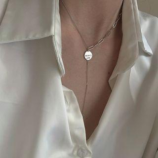 Lettering Pendant Alloy Necklace Silver - One Size