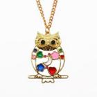 Owl Glaze Pendant Necklace Gold - One Size
