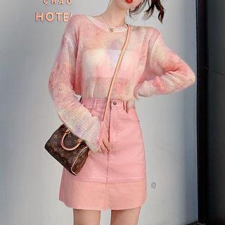 Round Neck Open-knit Sweater