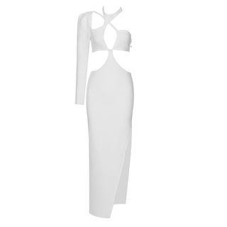 Asymmetrical Cold-shoulder Cutout Bodycon Dress
