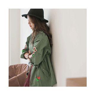 Zip-up Embroidered Safari Jacket