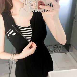 Sleeveless Zip-front A-lind Minidress