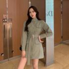 Belted Long-sleeve A-line Cargo Dress As Shown In Figure - One Size