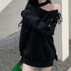 Cold-shoulder Lace-up Pullover