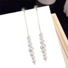 Faux Pearl Dangle Earring 1 Pair - S925 Sterling Silver Pin - Gold - One Size