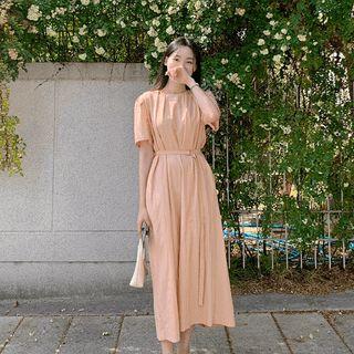 Belted Monochrome Long Dress