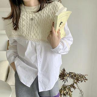 Panel Knit Round-neck Shirt