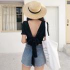 Short-sleeve Tie-back Crop Top