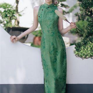 Sleeveless Floral Qipao / Light Jacket / Set