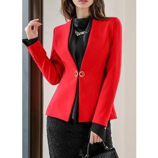Collarless Metal-detail Blazer