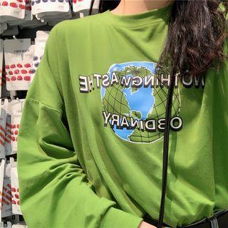 Long Sleeve Printed Tee Green - One Size