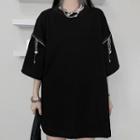 Plain Zip Mini T-shirt Dress Black - One Size