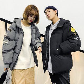 Couple Matching Appliqu  Hooded Padded Jacket