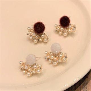 Pom Pom Faux Pearl Stud Earring