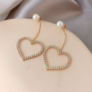 Drop Heart Ear Stud 1 Pair - One Size