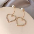 Drop Heart Ear Stud 1 Pair - One Size