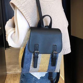 Color Block Flap Mini Backpack