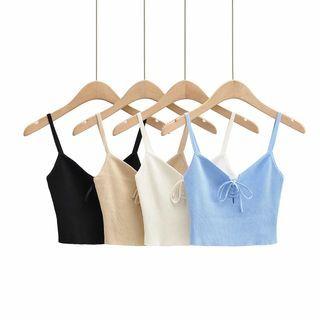 Lace-up Knit Crop Camisole Top