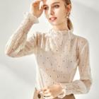 Dotted Chiffon Long-sleeve Top