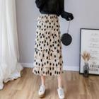 Polka Dot Layered Pleated Midi Skirt