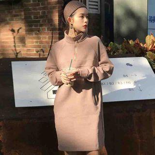 Zipped High-neck Pullover Dress