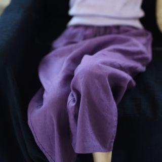 Linen Blend Wide Leg Pants Purple - One Size